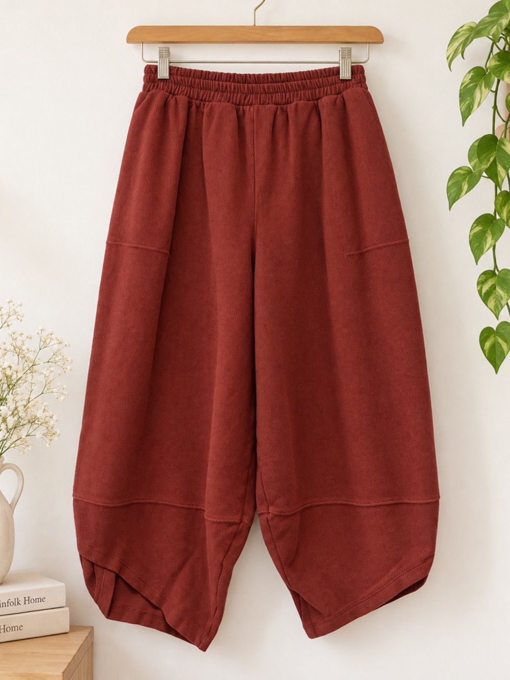 Free People FP Beach Rust Red Barrel Leg Sweatpants 100% Cotton Size